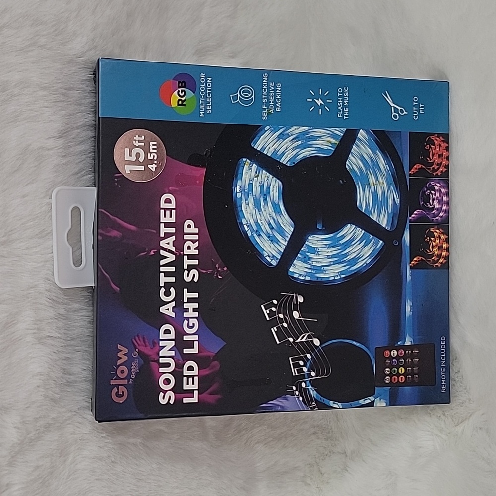 GLOW Sound Activated Led Light Strip 15ft with Remote